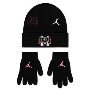 Jordan Boys and Girls 2-Piece Neutral Patch Beanie and Gloves Set